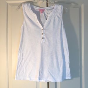 Lilly Pulitzer White Essie Sleeveless Shirt, Small